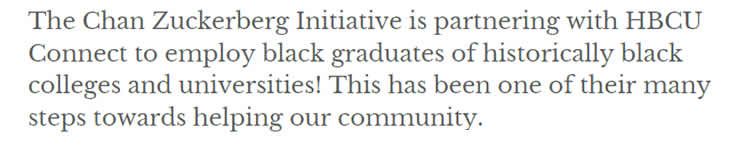 Career Opportunities for HBCU grads at Chan Zuckerberg