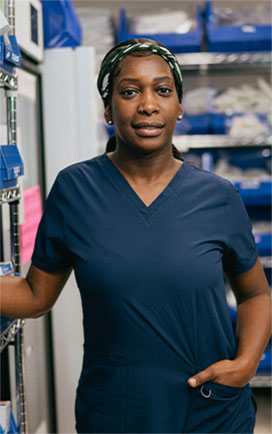 Image of a nurse around supplies.