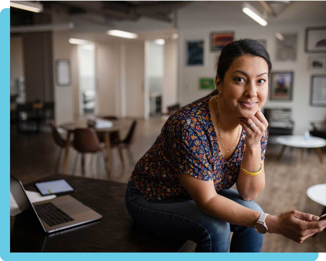 Female at desk in office