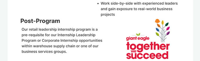 Internship Opportunities at Giant Eagle 2023