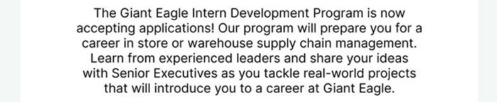 Internship Opportunities at Giant Eagle 2023