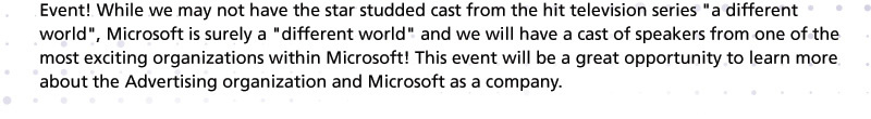Microsoft Networking Event: A Different World