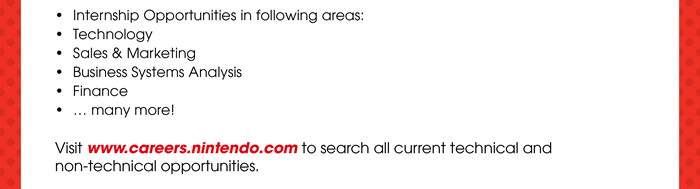 Summer Internship Opportunities with Nintendo