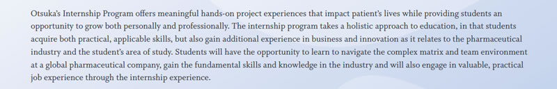 Internship Opportunity - Intern The Otsuka Way