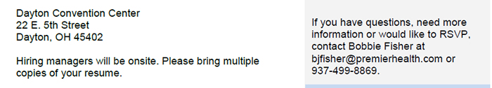 2017 Premier Health Job Fair - Dayton Ohio