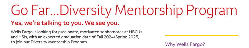 Register Now for the Wells Fargo Diversity Mentorship Program