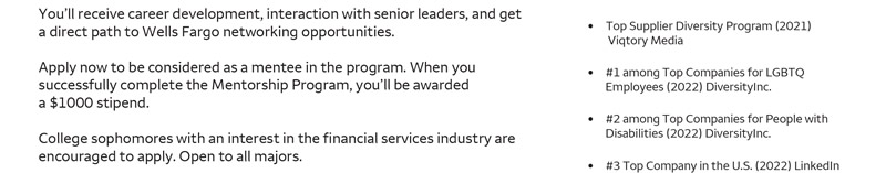 Register Now for the Wells Fargo Diversity Mentorship Program