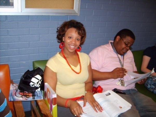 In the hall just chilling before class.