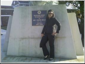 In front of the Mighty Bear