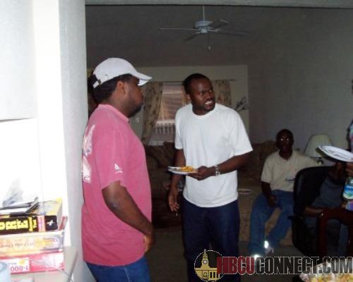 Chilling at a party at my home.