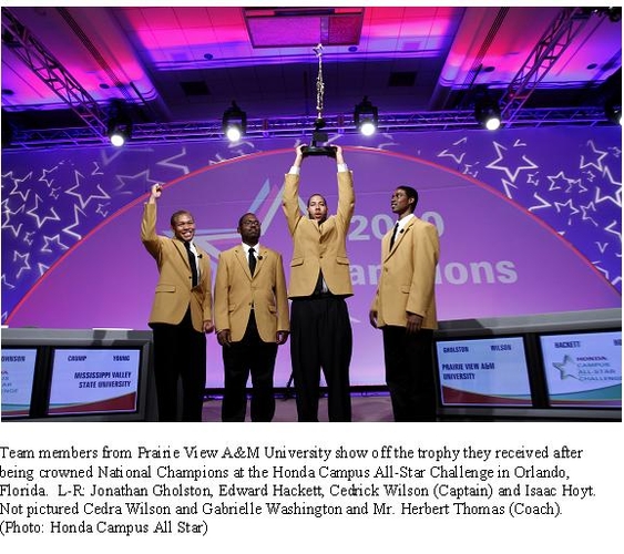 Prairie View A&M University Team wins National Honda Campus All Star Challenge Championship