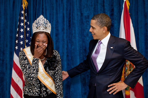 Miss Florida Memorial University Morisa V. Jagrup meets President Obama