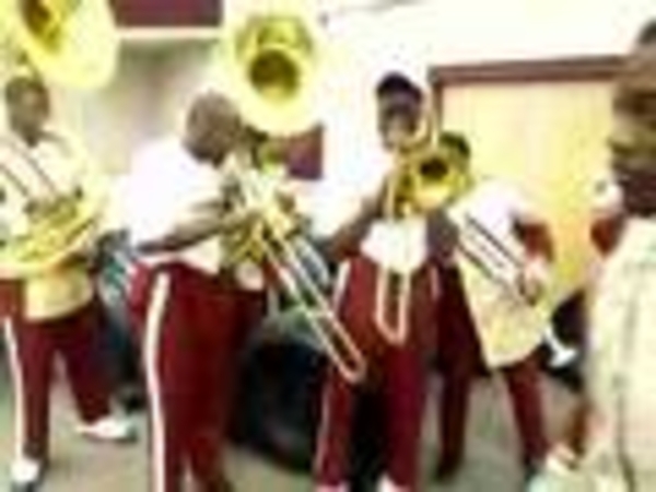 Bethune Cookman Wildcats Playin around in bandroom.