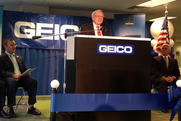 Warren Buffet Joins Indiana Governor For Geico Jobs Ceremony