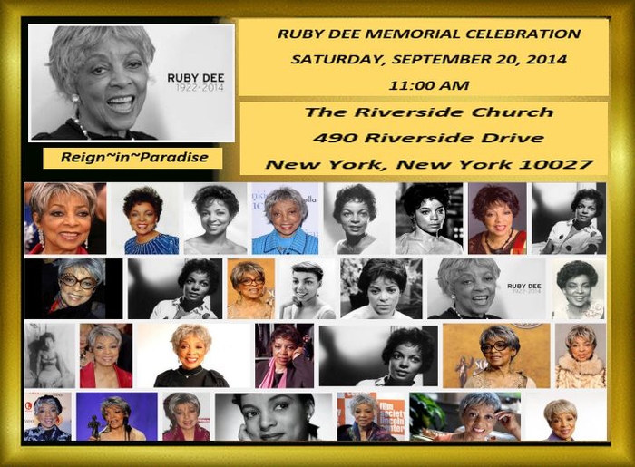 Ruby Dee Memorial Celebration update: