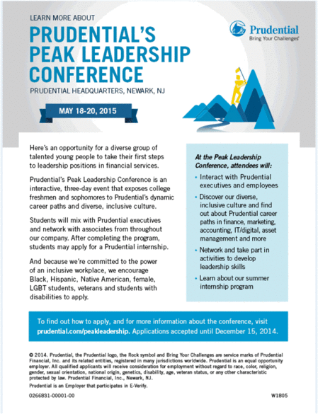 Prudential PEAK Leadership Program - Deadline December 15, 2014