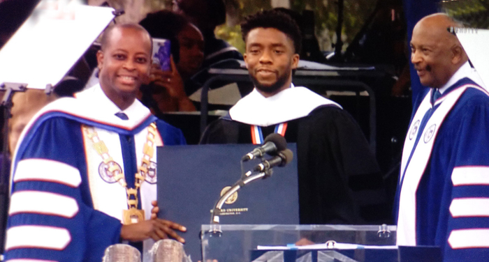 Dr. Chadwick Boseman, recipient of an Honorary Doctorate of Humane Letters