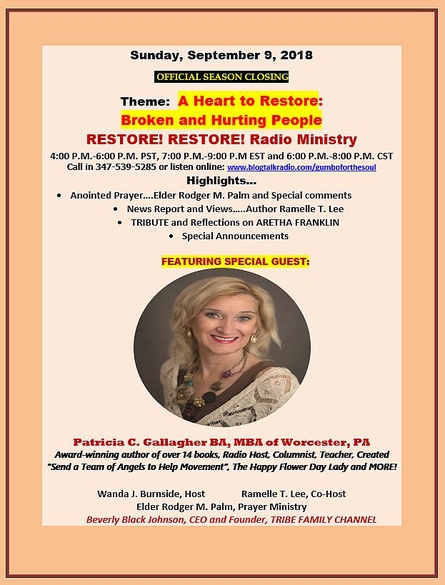 Sept 9th A Heart to Restore: Broken and Hurting People.  RESTORE! RESTORE! Radio Ministry