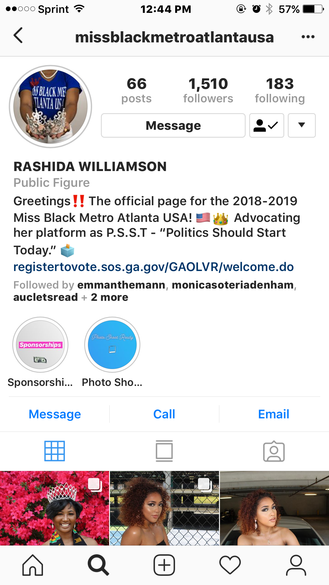 Rashida Williamson - Miss Black Metro Atlanta, USA 2018-2019