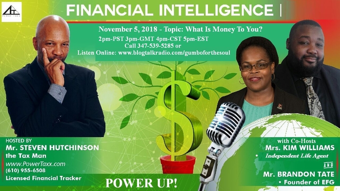 Financial Intelligence hosted by Steven Hutchinson, Mr. Brandon Tate and Mrs. Kim Williams.