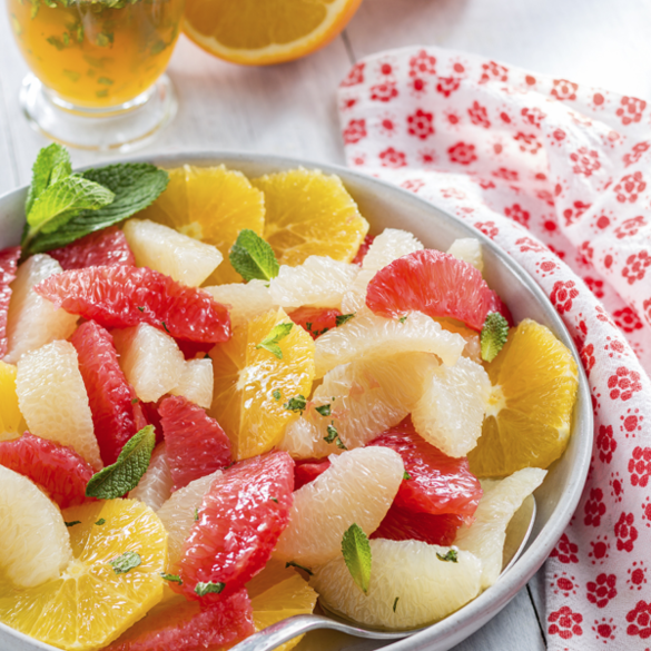Featured Recipe: Citrus Fruit Salad with Honey Mint Lime Syrup