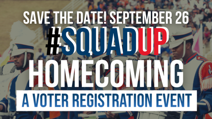 FOR IMMEDIATE RELEASE 											CONTACT SquadUpHomecoming@gmail.com   When We All Vote partners with �Pink Bison� for histor