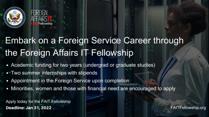 U.S. State Department Opens 2022 Application for the Foreign Affairs IT Fellowship Program