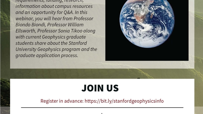Geophysics at Stanford University: Info Session