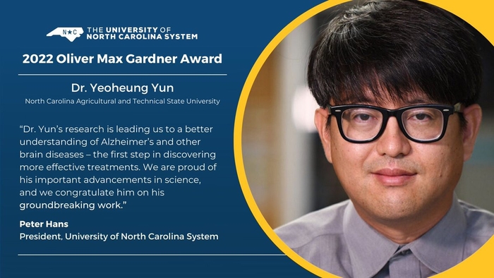 Yun Wins UNC System�s Prestigious O. Max Gardner  Award