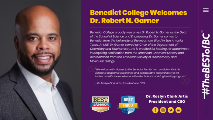 Benedict College Announces New Dean of the School of Science and Engineering
