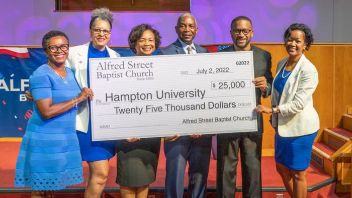 Alfred Street Baptist Church Donates $25,000 to Hampton University to Support Campus Ministries