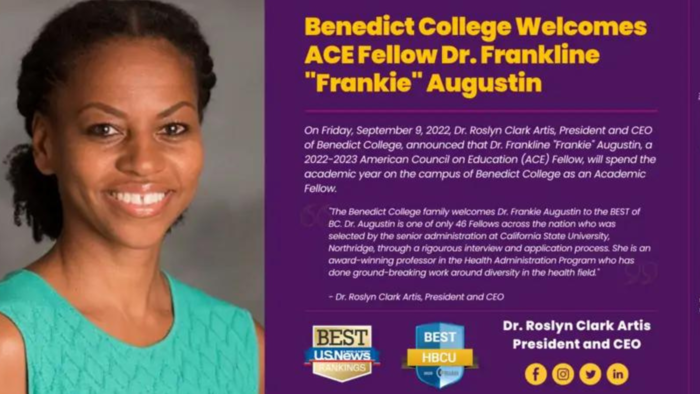 Benedict College Welcomes ACE Fellow Dr. Frankline �Frankie� Augustin