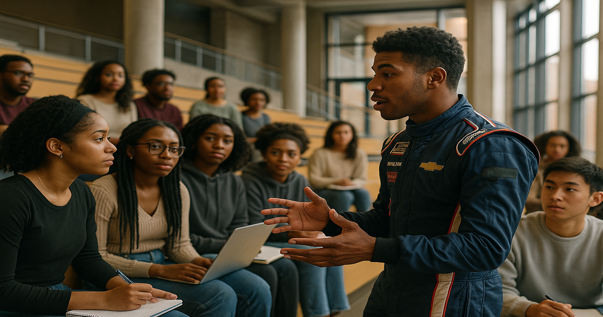 NASCAR Driver Rajah Caruth Visits Howard University Students