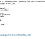 US Department of Labor Recent Graduate Employment